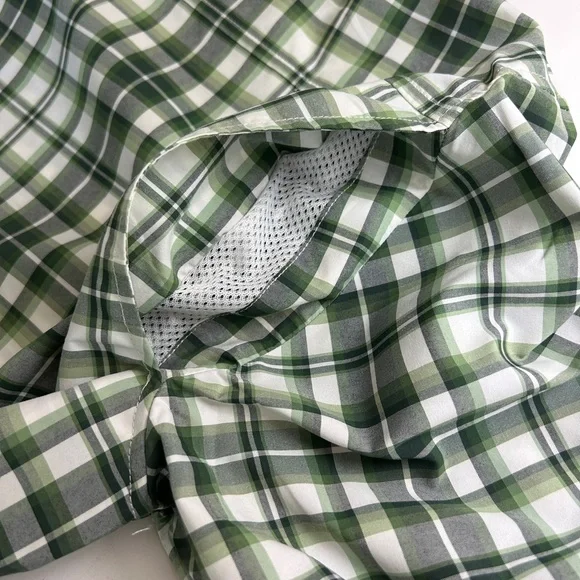 Coolibar men’s long sleeve green check plaid button down size L - Picture 5 of 9
